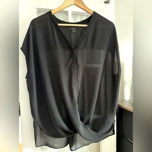 All Saints Black Chiffon Twist Top Size Medium Wrap Over Shirt